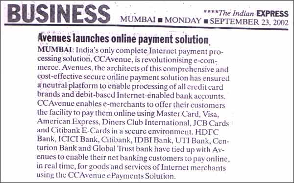 Avenues launches online payment solution - Published by The Indian Express
